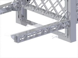 These angled pieces of polycarbonate on both the moving arms on the trolley and the front of the Elevator System to register and stack the totes quickly.