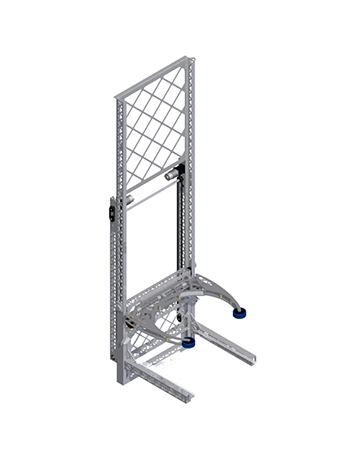 This is the cumulative assembly of the trolley systems, tote stacker, and can holder. This assembly gave us better insight on how much room these systems take and how much more is available for use.